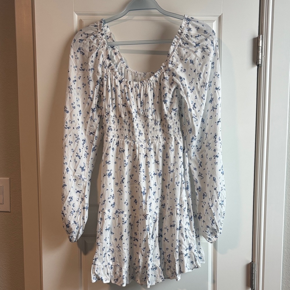 Altar'd State Blue and White Floral Blouse
